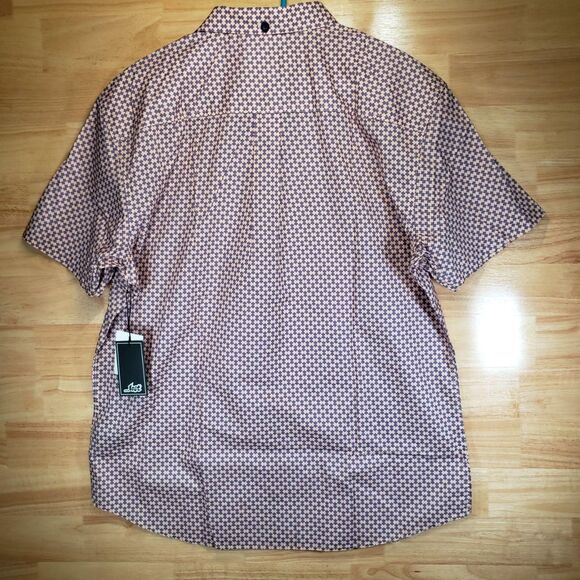 Lost Puzzled SS Woven XL Button Up Shirt NWT Purple Geometric - Picture 6 of 8